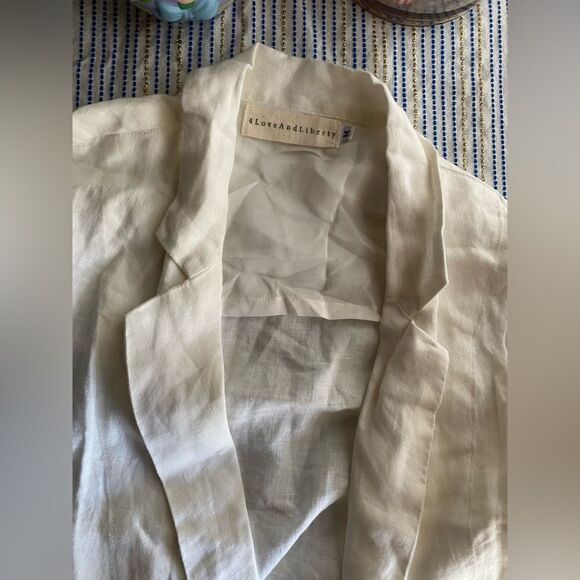 Johnny Was 4 For Love & Liberty White Embroidered Cardigan Sz M Línen Boho - Picture 11 of 12